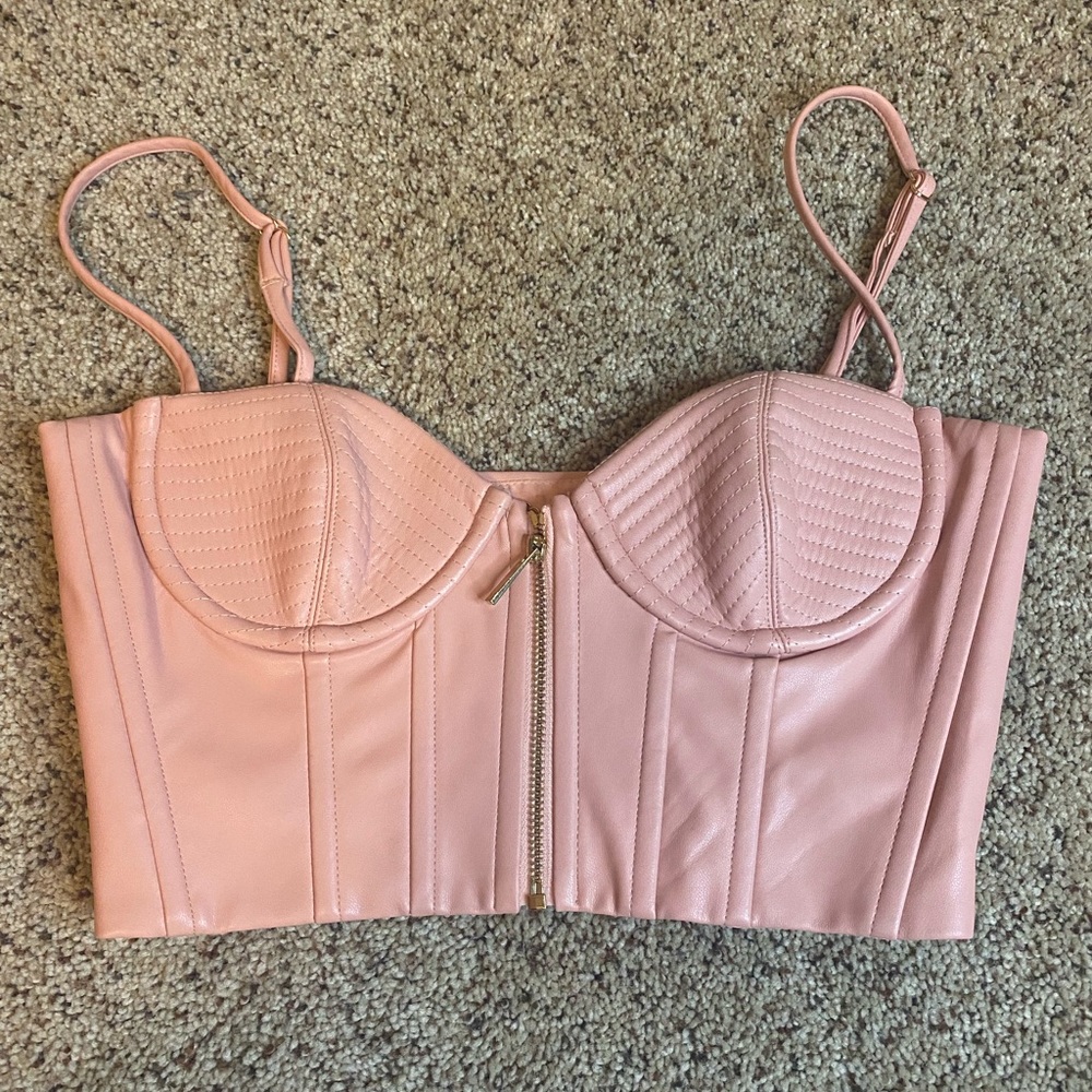 Oh Polly! Pink Leather Top